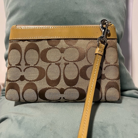 Coach Mustard Yellow Signature Wristlet - Picture 2 of 5